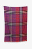 Burberry Red/Purple Wool/Silk Tartan Pattern Scarf