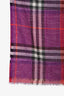 Burberry Red/Purple Wool/Silk Tartan Pattern Scarf