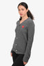 Comme des Garçons Play Grey Wool Red Heart Patch Cardigan Size S