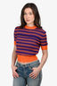 Miu Miu 2019 Purple/Orange Striped Logo Sweater Size 38