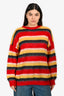 Miu Miu 2018 Red/Yellow Mohair Striped Crewneck Sweater Size 40
