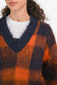 Acne Studios Black/Orange Check V Neck Sweater Size XS