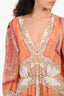 Maje Orange Paisley Print Long Sleeve Cut Out Maxi Dress Estimated Size S