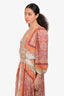 Maje Orange Paisley Print Long Sleeve Cut Out Maxi Dress Estimated Size S