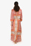 Maje Orange Paisley Print Long Sleeve Cut Out Maxi Dress Estimated Size S