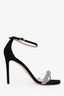 Stuart Weitzman Black Suede Rhinestone Embellished Sandal Heels Size 11