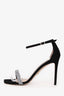 Stuart Weitzman Black Suede Rhinestone Embellished Sandal Heels Size 11