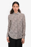 Saint Laurent 2017 White/Black Silk Floral Printed Button Down Blouse Size 36