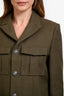 Balmain Green Wool/Linen Blend Buttoned Jacket Size 44