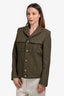 Balmain Green Wool/Linen Blend Buttoned Jacket Size 44