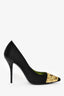Roger Vivier Black Satin Gold Sequin Pointed Toe Heels Size 36