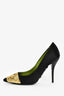 Roger Vivier Black Satin Gold Sequin Pointed Toe Heels Size 36