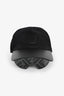 Fendi Black Leather/Canvas 'EyeCap' Baseball Cap