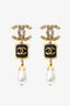 Pre-Loved Chanel™ Gold Tone Resin Pearl Crystal CC Drop Earrings