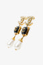 Pre-Loved Chanel™ Gold Tone Resin Pearl Crystal CC Drop Earrings
