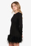 LAMARQUE Black Feather Trimmed Mini Dress Size S