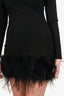 LAMARQUE Black Feather Trimmed Mini Dress Size S