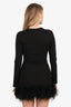 LAMARQUE Black Feather Trimmed Mini Dress Size S