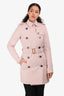 Burberry London Baby Pink Quilted Belted Midi Trench Coat Estimated Size XS