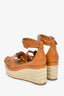 Hermes Brown Leather Espadrille 'Elda' Platform Sandals Size 37