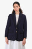 Gucci Blue Embroidered Detail Single Breasted Blazer Size 40