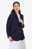 Gucci Blue Embroidered Detail Single Breasted Blazer Size 40