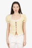 Reformation Yellow/White Check Linen Rosemary Top Size 6