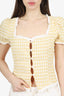 Reformation Yellow/White Check Linen Rosemary Top Size 6
