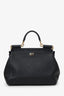 Dolce & Gabbana Black Leather Embellished Medium Sicily Top Handle Bag
