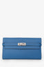 Hermès 2011 Blue Epsom Kelly Long Wallet PHW