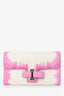 Delvaux White/Pink Leather Flamingo Simplissime Travel Wallet