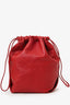 Saint Laurent Red Leather Teddy Bucket Bag With Pouch