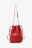 Saint Laurent Red Leather Teddy Bucket Bag With Pouch