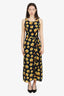 Escada Black/Yellow Floral Print Sleeveless Dress Size 34