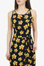 Escada Black/Yellow Floral Print Sleeveless Dress Size 34