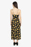 Escada Black/Yellow Floral Print Sleeveless Dress Size 34