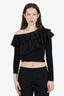 Alice + Olivia Black Ruffle One Shoulder Cropped Top Size 2