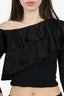 Alice + Olivia Black Ruffle One Shoulder Cropped Top Size 2