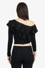 Alice + Olivia Black Ruffle One Shoulder Cropped Top Size 2