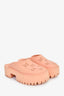 Gucci Pink Rubber Perforated 'GG' Chunky Mules Size 36
