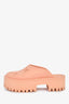 Gucci Pink Rubber Perforated 'GG' Chunky Mules Size 36