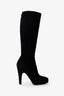 Prada Black Suede Platform Knee High Boots Size 36