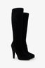Prada Black Suede Platform Knee High Boots Size 36