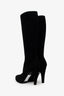 Prada Black Suede Platform Knee High Boots Size 36
