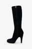 Prada Black Suede Platform Knee High Boots Size 36