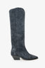 Isabel Marant Grey Suede Knee High Cowboy Boots Size 37