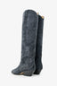 Isabel Marant Grey Suede Knee High Cowboy Boots Size 37