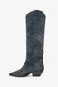 Isabel Marant Grey Suede Knee High Cowboy Boots Size 37