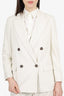 Brunello Cucinelli Cream Glitter Two-Piece Suit Size 36