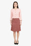 Pre-Loved Chanel™ 01A Pink Wool Tweed Midi Skirt Size 38